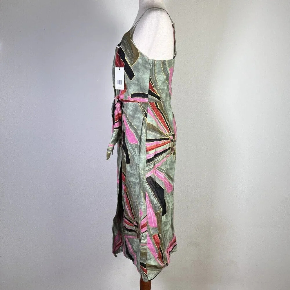 Jason Wu NWT Mini Sheath Dress Linen Blend Green Pink Tropical MSRP $425‎ - Picture 2 of 11
